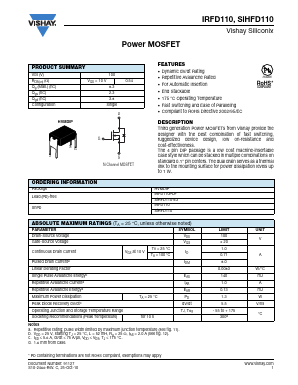 IRFD110 Datasheet PDF Vishay Semiconductors