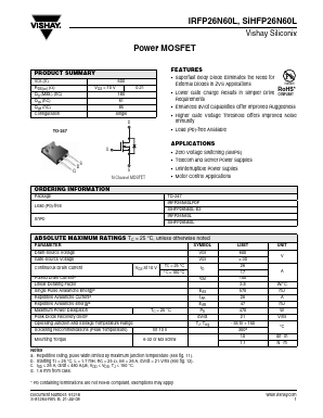 SIHFP26N60L Datasheet PDF Vishay Semiconductors