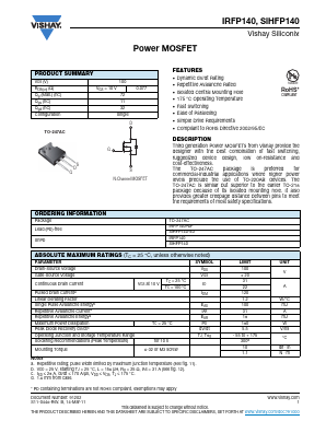 IRFP140PBF Datasheet PDF Vishay Semiconductors