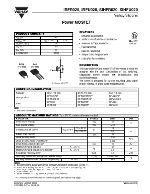 IRFU020 Datasheet PDF Vishay Semiconductors
