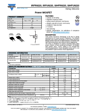 SIHFR9220-GE3 Datasheet PDF Vishay Semiconductors