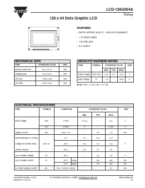 LCD-128G064A Datasheet PDF Vishay Semiconductors