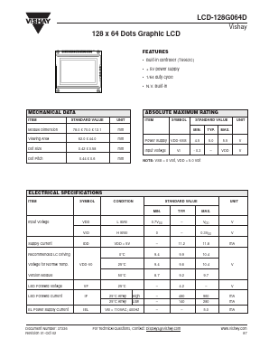 LCD-128G064D Datasheet PDF Vishay Semiconductors
