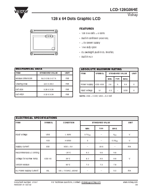 LCD-128G064E Datasheet PDF Vishay Semiconductors