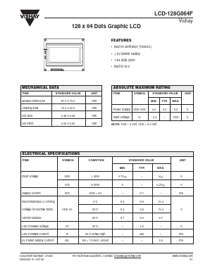 LCD-128G064F Datasheet PDF Vishay Semiconductors