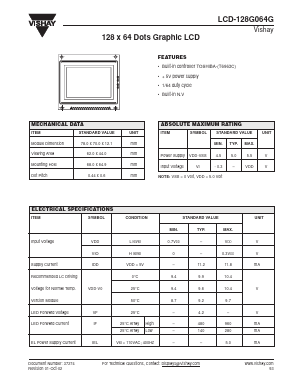 LCD-128G064G Datasheet PDF Vishay Semiconductors