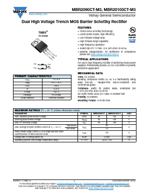 MBR20100CT-M3 Datasheet PDF Vishay Semiconductors