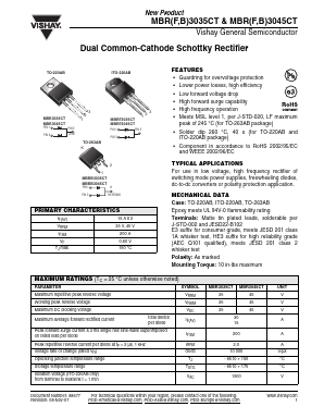 MBRB3045CTHE3 Datasheet PDF Vishay Semiconductors