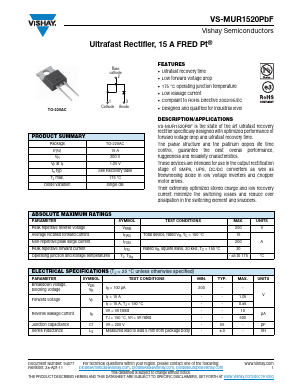 MUR1520PBF Datasheet PDF Vishay Semiconductors