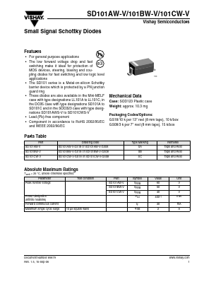 SD101AW-V Datasheet PDF Vishay Semiconductors