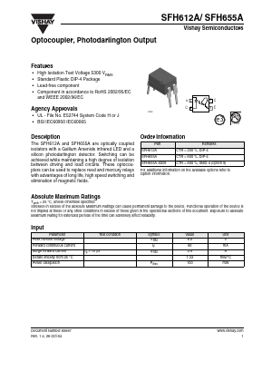 SFH612A Datasheet PDF Vishay Semiconductors