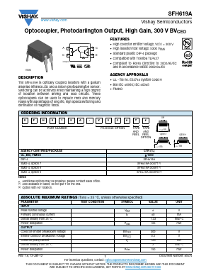 SFH619A-X007T Datasheet PDF Vishay Semiconductors