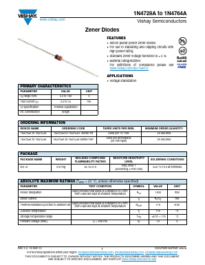 1N4728A Datasheet PDF Vishay Semiconductors