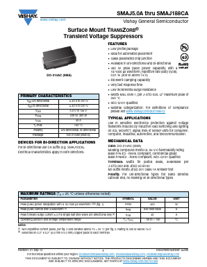 SMAJ50A Datasheet PDF Vishay Semiconductors