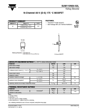 SUM110N04-02L-E3 Datasheet PDF Vishay Semiconductors