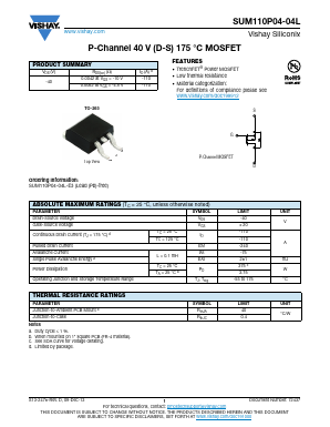 SUM110P04-04L Datasheet PDF Vishay Semiconductors
