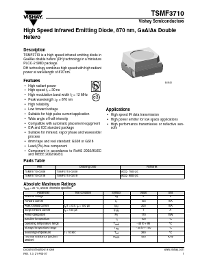 TSMF3710-GS08 Datasheet PDF Vishay Semiconductors