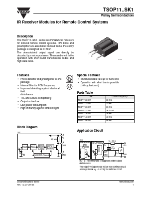 TSOP1136SK1 Datasheet PDF Vishay Semiconductors