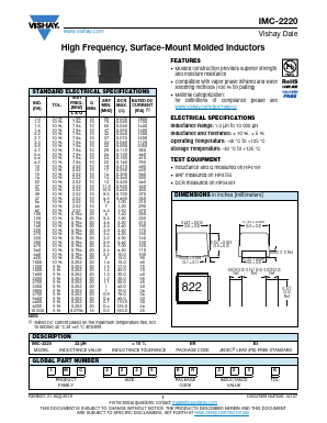 IMC2220ER4R7K Datasheet PDF Vishay Semiconductors