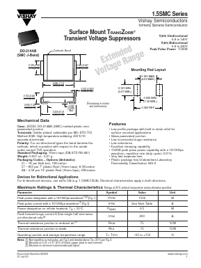 1.5SMC18A Datasheet PDF Vishay Semiconductors
