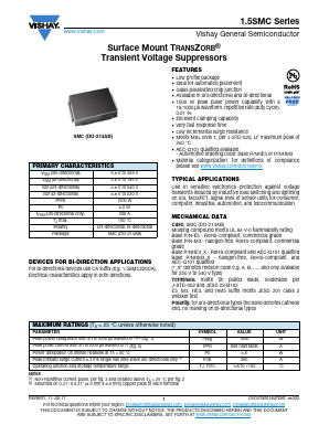 1.5SMC170A-E3 Datasheet PDF Vishay Semiconductors