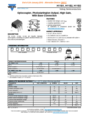 H11B3 Datasheet PDF Vishay Semiconductors
