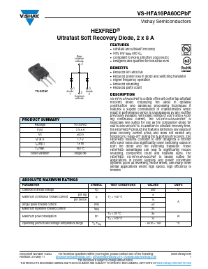 HFA16PA60CPBF Datasheet PDF Vishay Semiconductors