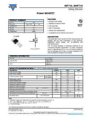 SIHF710-E3 Datasheet PDF Vishay Semiconductors