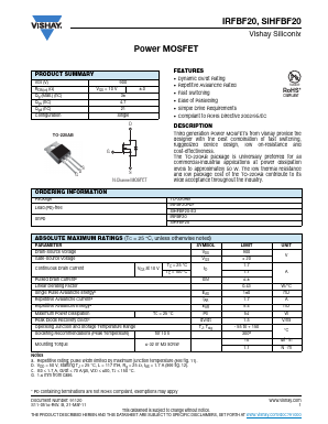 SIHFBF20 Datasheet PDF Vishay Semiconductors