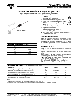P6KA12AHE3/54 Datasheet PDF Vishay Semiconductors