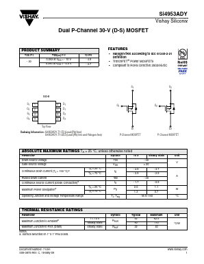 SI4953ADY-T1-E3 Datasheet PDF Vishay Semiconductors
