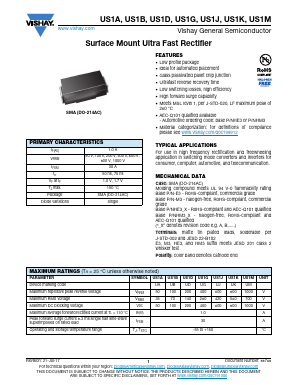 US1A-E3 Datasheet PDF Vishay Semiconductors