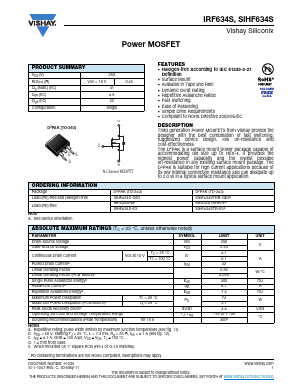SIHF634S-GE3 Datasheet PDF Vishay Semiconductors