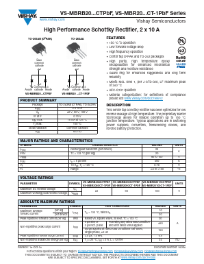 VS-MBR20100CT-1TRRP Datasheet PDF Vishay Semiconductors