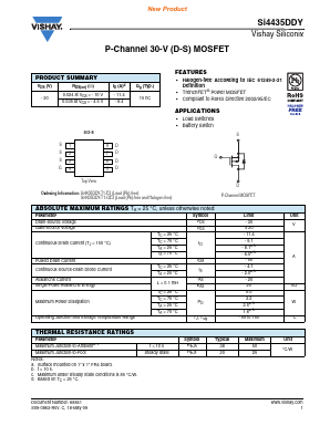 SI4435DDY-T1-E3 Datasheet PDF Vishay Semiconductors