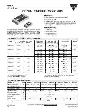 TNPW06033321DR52 Datasheet PDF Vishay Semiconductors