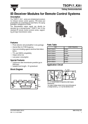TSOP1738KA1 Datasheet PDF Vishay Semiconductors