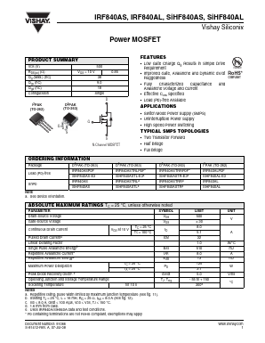 SIHF840ASTR Datasheet PDF Vishay Semiconductors