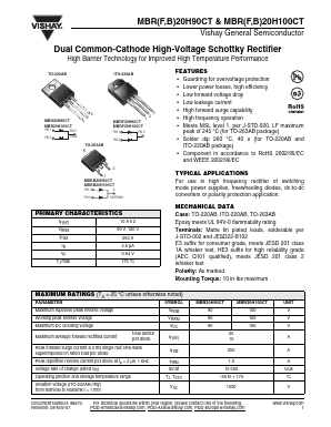 MBRF20H100CTHE3/45 Datasheet PDF Vishay Semiconductors