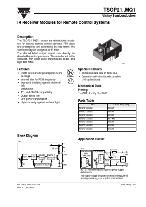TSOP2156MQ1 Datasheet PDF Vishay Semiconductors