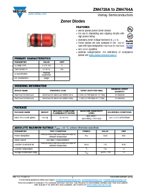 ZM4759A Datasheet PDF Vishay Semiconductors