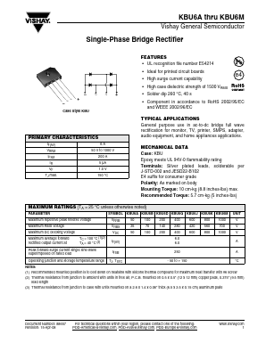 KBU6G Datasheet PDF Vishay Semiconductors