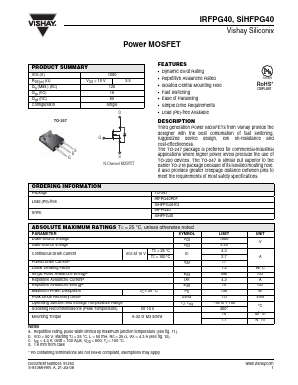 IRFPG40 Datasheet PDF Vishay Semiconductors