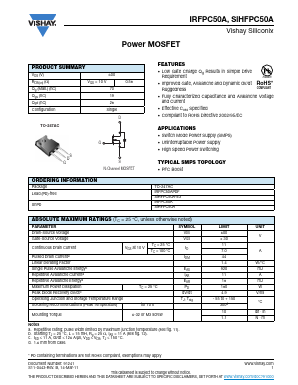 SIHFPC50A-E3 Datasheet PDF Vishay Semiconductors