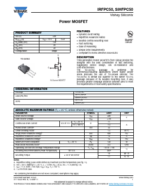 SIHFPC50-E3 Datasheet PDF Vishay Semiconductors