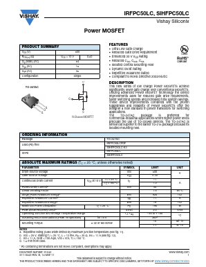 IRFPC50LCPBF Datasheet PDF Vishay Semiconductors
