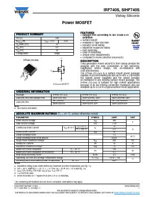 SIHF740STRL-GE3A Datasheet PDF Vishay Semiconductors