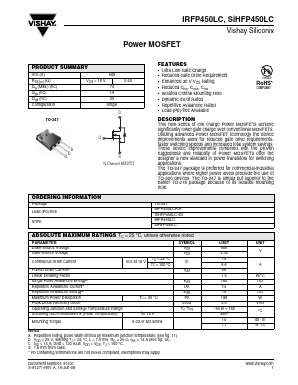 IRFP450LC Datasheet PDF Vishay Semiconductors