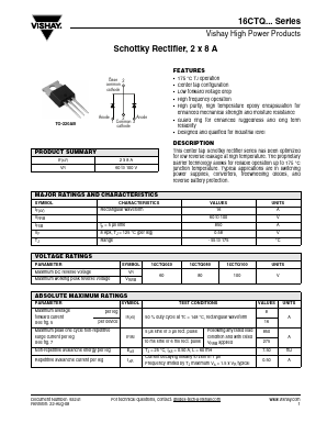 16CTQ080PBF Datasheet PDF Vishay Semiconductors