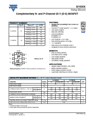 SI1035X-T1-GE3 Datasheet PDF Vishay Semiconductors